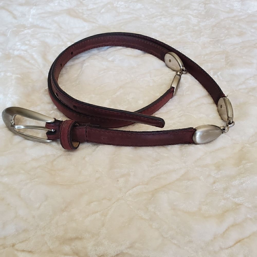 Vintage Women’s Genuine‎ Leather Brown / Silver Tone Size Small